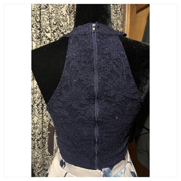 City Studio Navy Floral Two Piece Gown NWT 3 - Picture 5 of 16